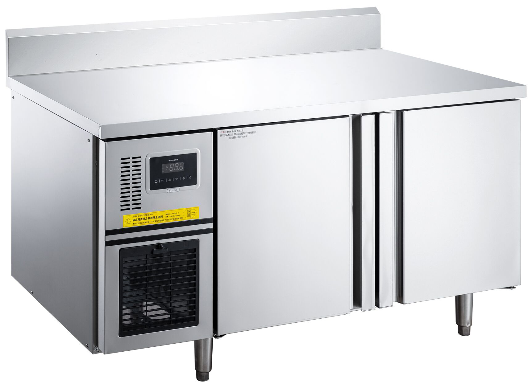 -15 ℃ a -5 ℃/-22 ℃ a -10 ℃ Refrigeración por aire/enfriamiento estático 2 puertas sólidas debajo del mostrador con respaldo Refrigerador Refrigerador comercial 