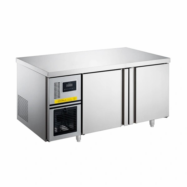-5~5℃ Refrigeración por aire/enfriamiento estático 2 puertas sólidas debajo del refrigerador mostrador Refrigerador comercial 