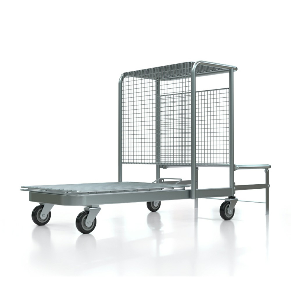 Carro de almacén para trabajo pesado con escalera plegable