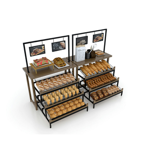 Estante de exhibición de panadería de madera