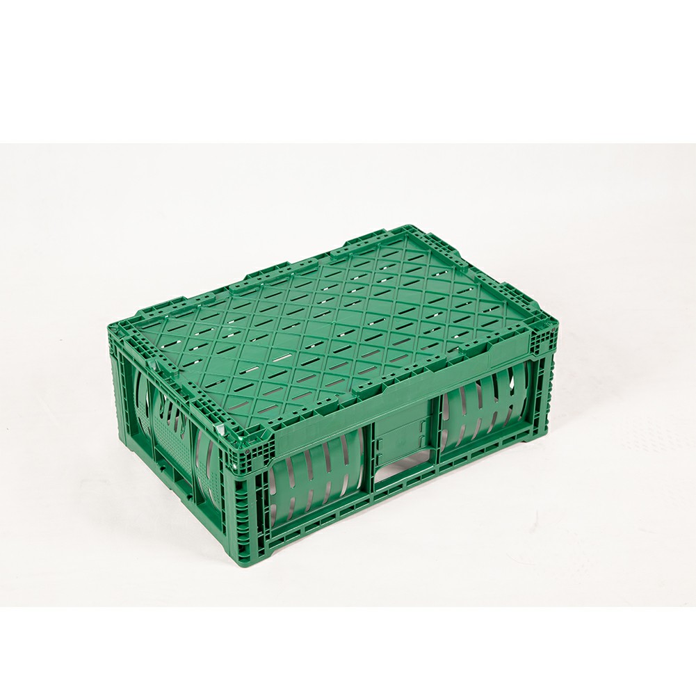 Caja de plástico plegable fácil con mango de botón