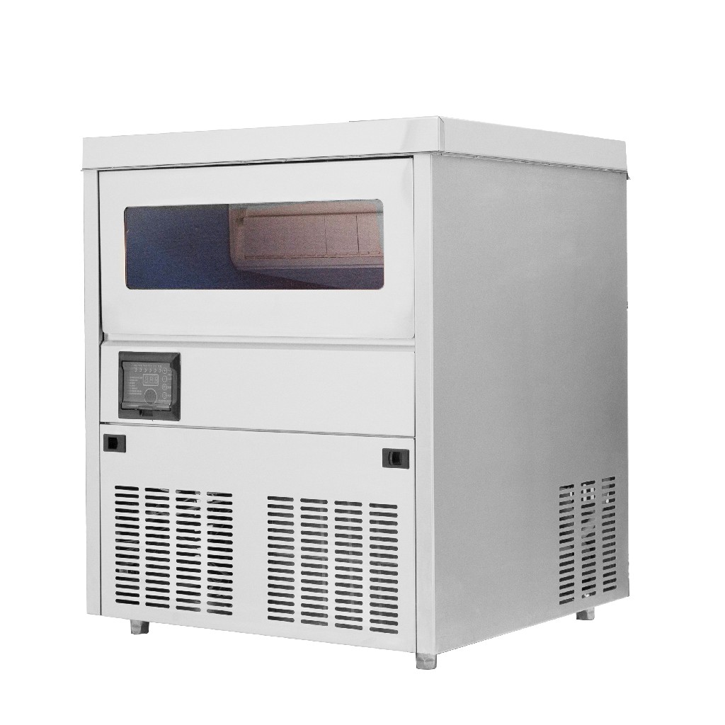 Máquina para fabricar hielo comercial refrigerada por aire tipo bala, 55-75 KG/24H, con depósito de almacenamiento