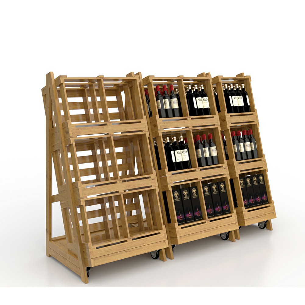 Estante de madera para exhibición de vino