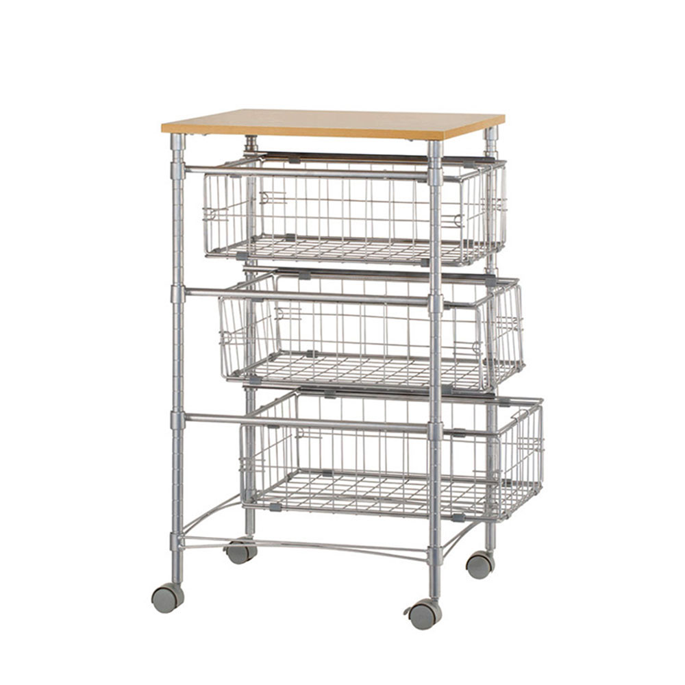 Estante de cesta de alambre de almacenamiento de cocina móvil