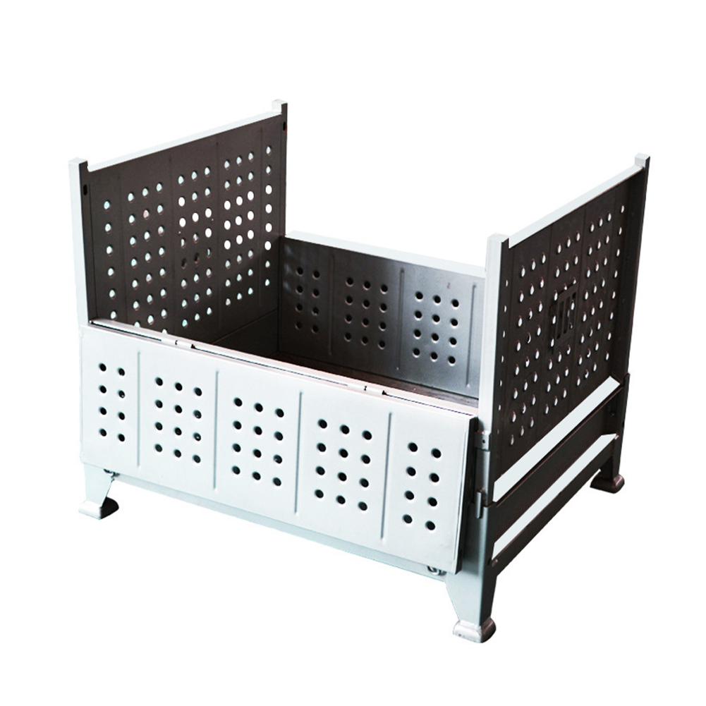 Caja de paletas logística apilable plegable de metal duradero