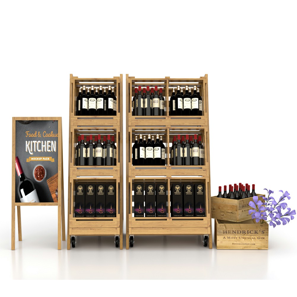Estante de madera para exhibición de vino