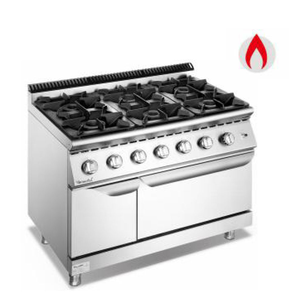 Estufa de cocina a gas de 6 quemadores serie 700 con horno