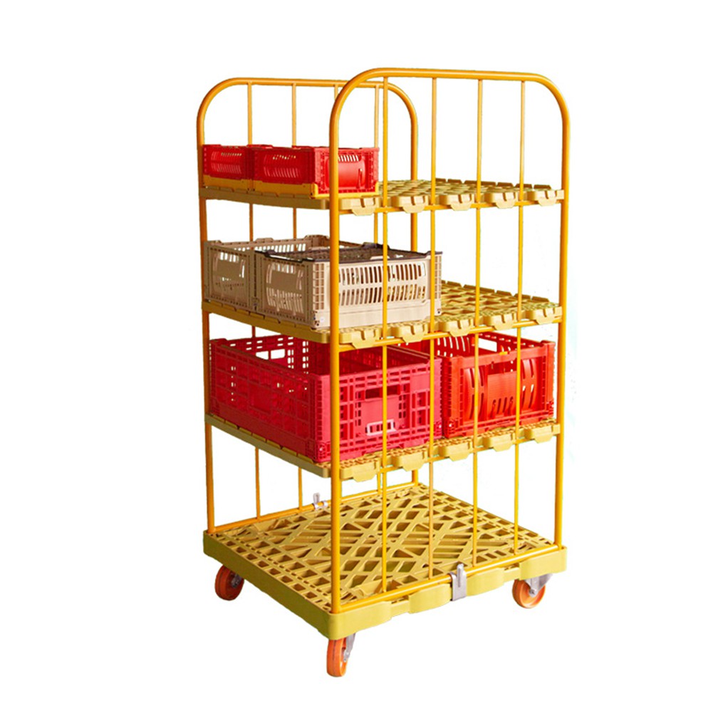 Contenedor rodante con estante de plástico